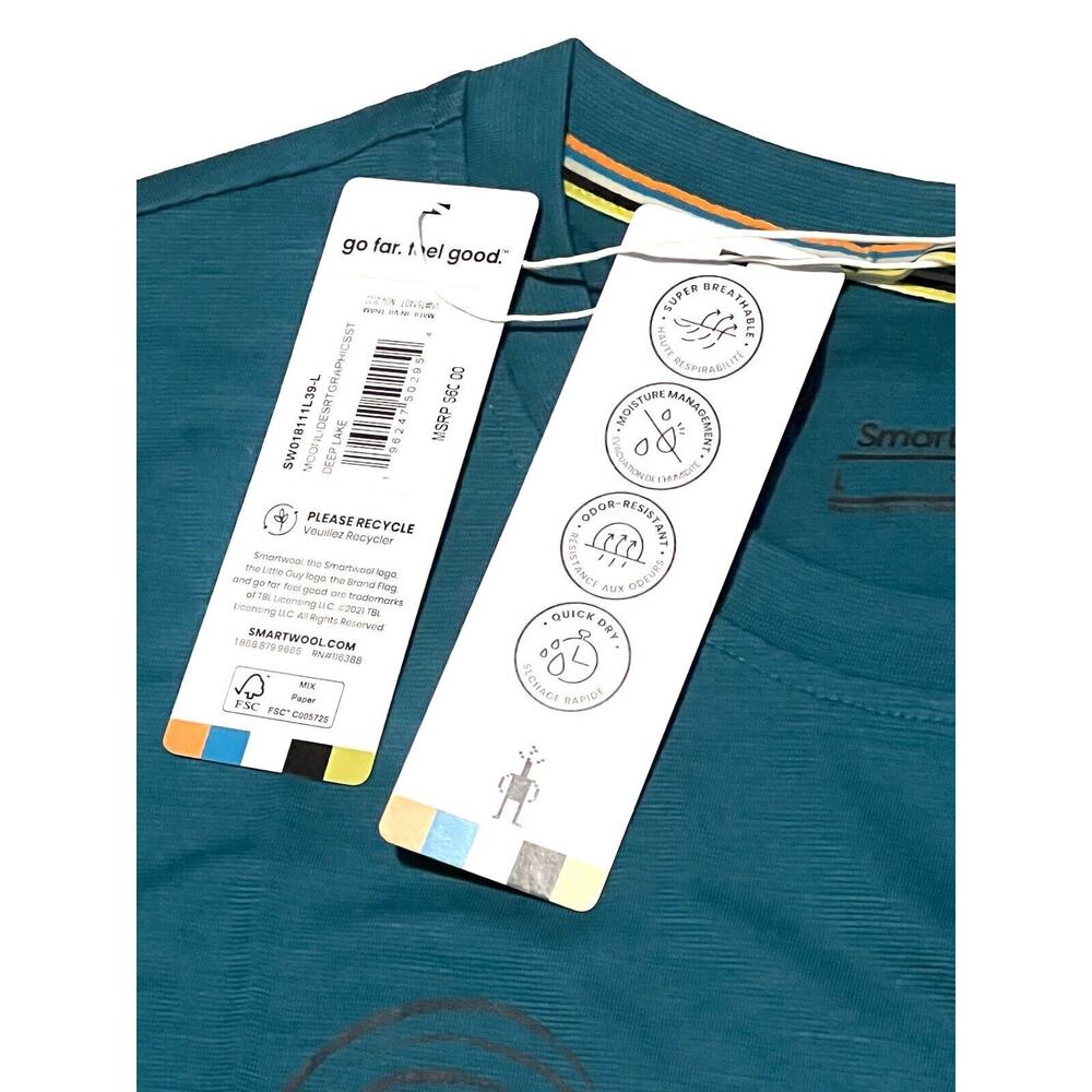 Smartwool Moonlight Desert Graphic T-Shirt Tee Size L Short Sleeve Grn Blu NWT - Picture 9 of 14